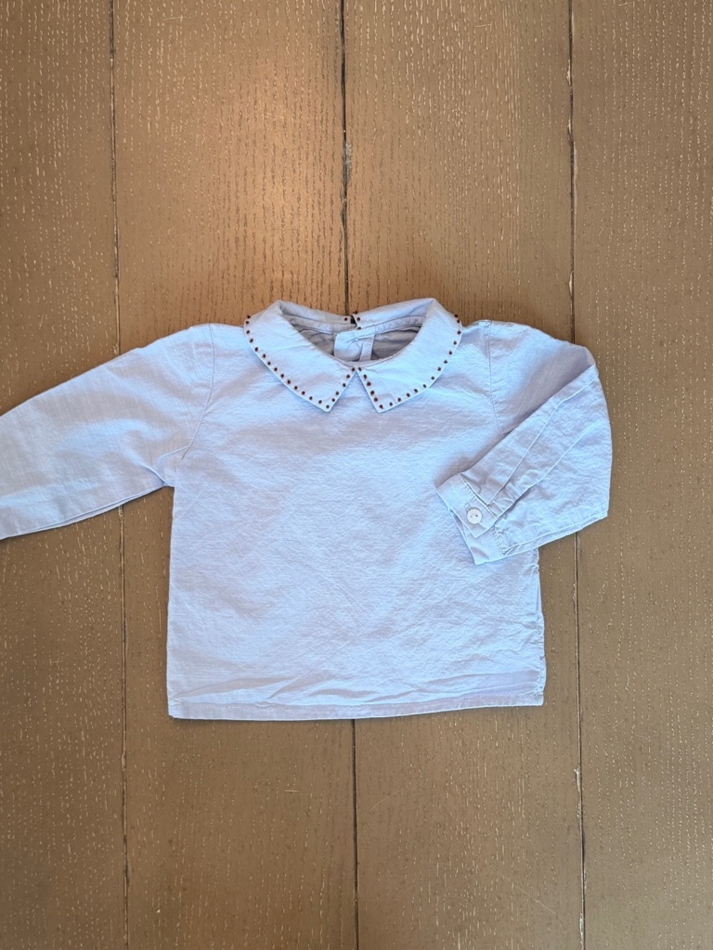 Sophie & Lucas Boys’ Long-Sleeve Embroidered Peter Pan Collar Shirt • Size 3M